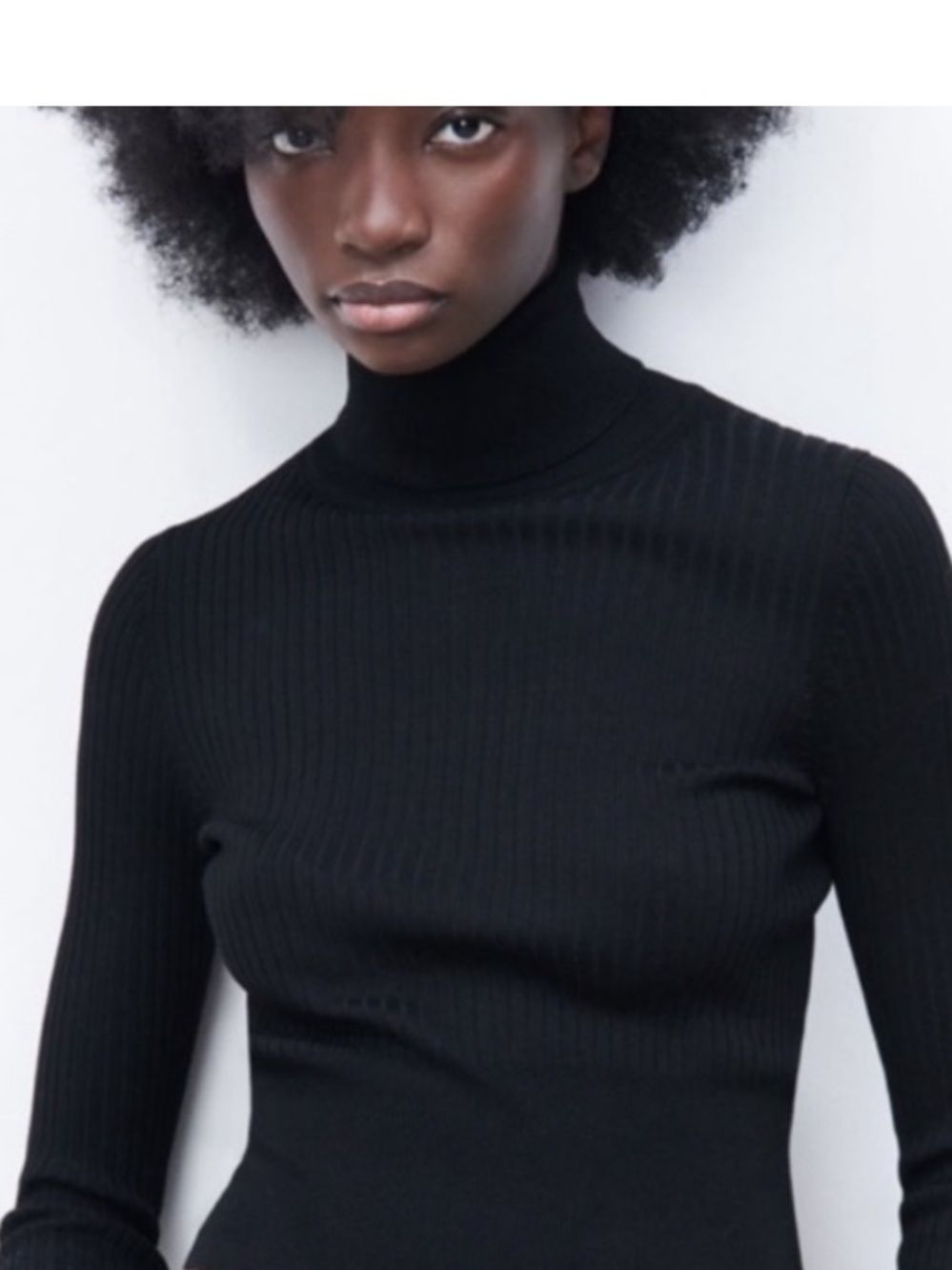 NWT • ZARA • Ribbed Mock Neck Long-Sleeve Top - Black in PERFECT NEW CONDITION - Picture 9 of 11